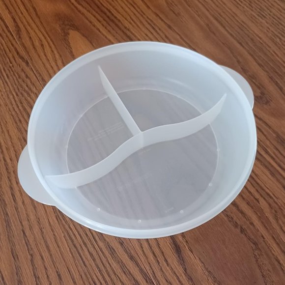 Tupperware Clear 3-Section Meal Storage Container with Vented Blue Lid - Picture 2 of 8
